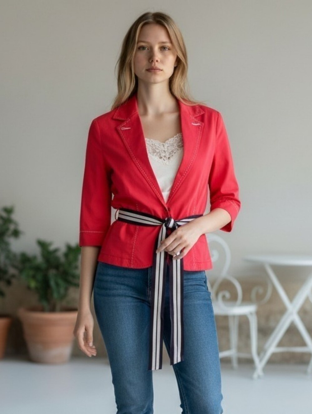 Rare Vintage Guess Cropped Belted Jacket - Size Medium Junior